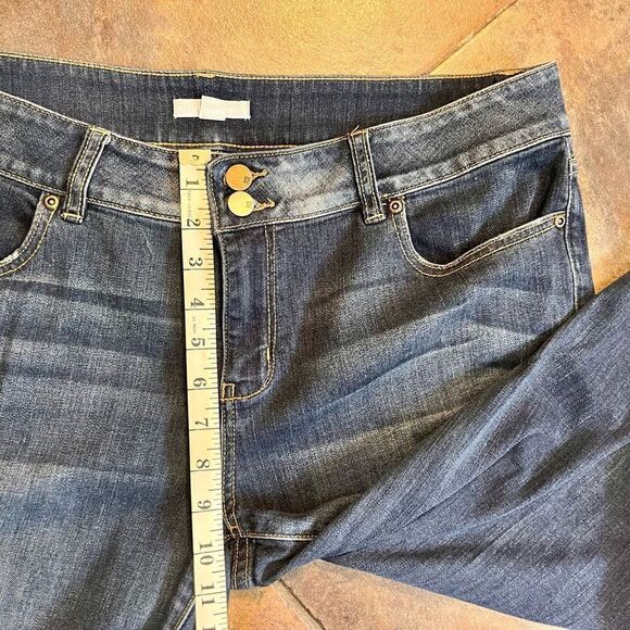 New York & Company Distressed Patch Denim Jeans 14 - Picture 3 of 12